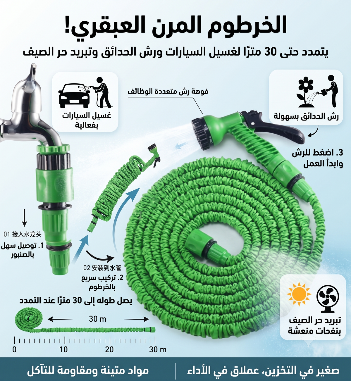 • خرطوم قابل للتمدد ٣٠ متر