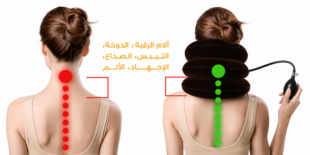 مخدة مساج الرقبة القابلة للنفخ باللون الرمادي